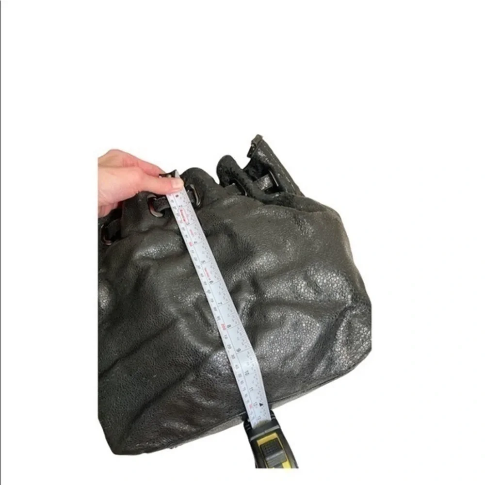 Tory Burch black gunmetal gathered bag
